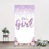 Lofaris Floral Lavender Sweet Girl Baby Shower Rectangle Backdrop